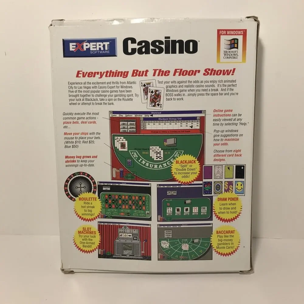 2 Vintage Big Box PC Games Casino And Cavalcade Card Games. Preowned As Seen